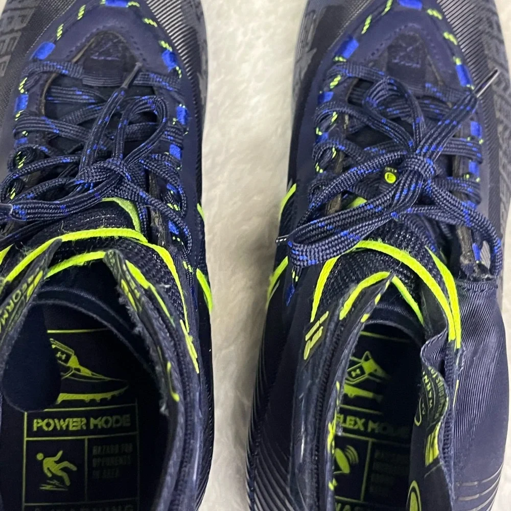UNDER ARMOUR Highlight MC Flex Wrap Navy Blue Green Neon Football Cleats Mens 12